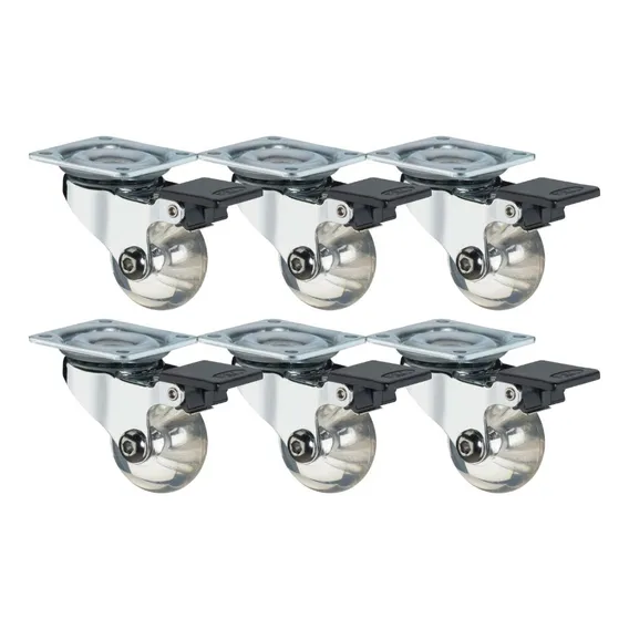 6 Roda Rodízio Giratório Gel Silicone 35mm Com Trava Mixso Foto 1