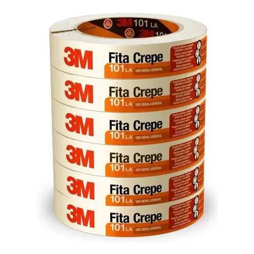 6 Rolos Fita Crepe 3m 18mmx50m Nova Fórmula Foto 1