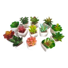6 Suculentas Cactos Plantas Artificiais Vasinhos Mini Vasos Foto mini 1