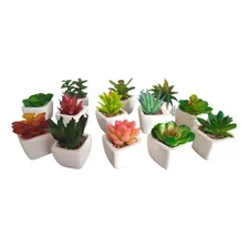 6 Suculentas Cactos Plantas Artificiais Vasinhos Mini Vasos Foto mini 3