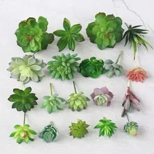6 Suculentas E Cactus Verdes Artificiais Sem Vaso S贸 Planta Foto mini 3