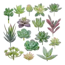 6 Suculentas E Cactus Verdes Artificiais Sem Vaso S贸 Planta Foto mini 1