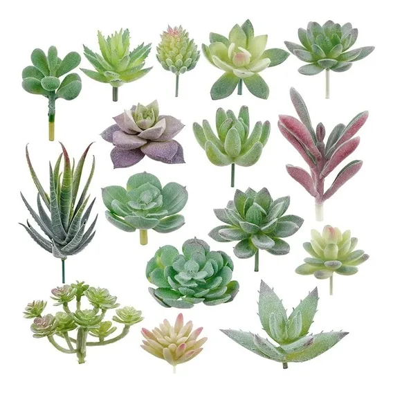 6 Suculentas E Cactus Verdes Artificiais Sem Vaso S贸 Planta Foto 1