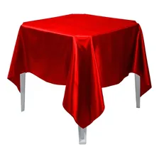 6 Toalha De Mesa Quadrada De Cetim 1,50x1,50 Festa Buffet Cor Vermelho Foto  mini 1