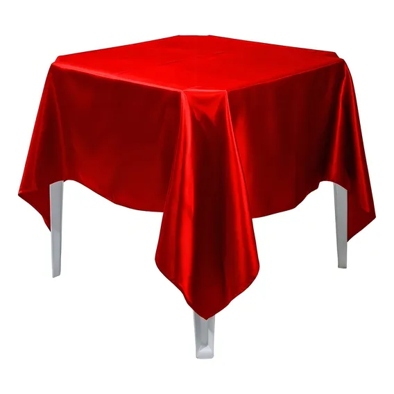 6 Toalha De Mesa Quadrada De Cetim 1,50x1,50 Festa Buffet Cor Vermelho Foto 1