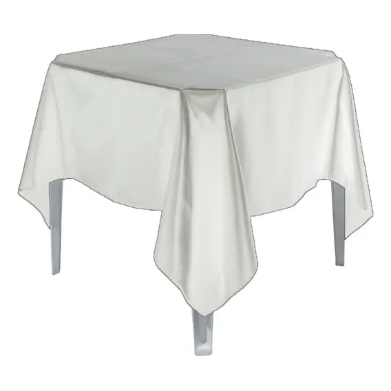 6 Toalha De Mesa Quadrada De Cetim 1,50x1,50 Festa Buffet Cor Branco Foto 1