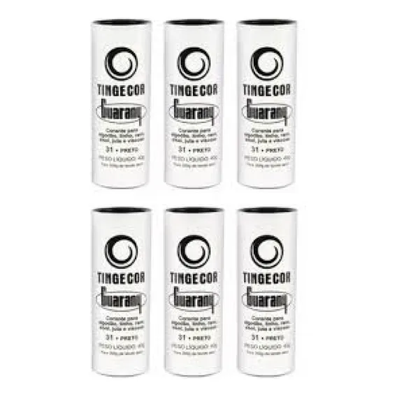 6 Tubinhos Corante Roupa Preto Tingecor Guarany 40g Foto 1