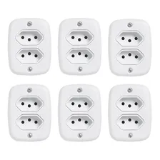 6 Unid. Tomada Dupla Pluzie Sistema X 10a Branca Com Caixa Sobrepor Cor Branco Foto mini 1