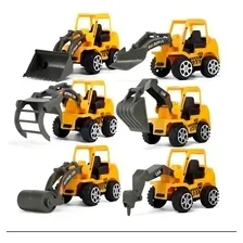 6 X Mini Carrinhos Construção Trator Escavadeira Caminhão Cor Amarelo Foto mini 1
