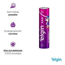 60 Pilha Recarregável Aaa 1000mah Caixa Com 15 Cartela Elgin Foto mini 3