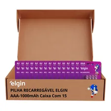 60 Pilha Recarregável Aaa 1000mah Caixa Com 15 Cartela Elgin Foto mini 1