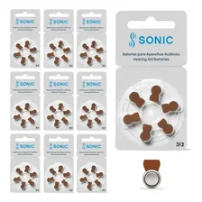 60 Pilhas Bateria Auditiva Tamanho 312 Sonic 10 Cartelas Cor Marrom Foto mini 1