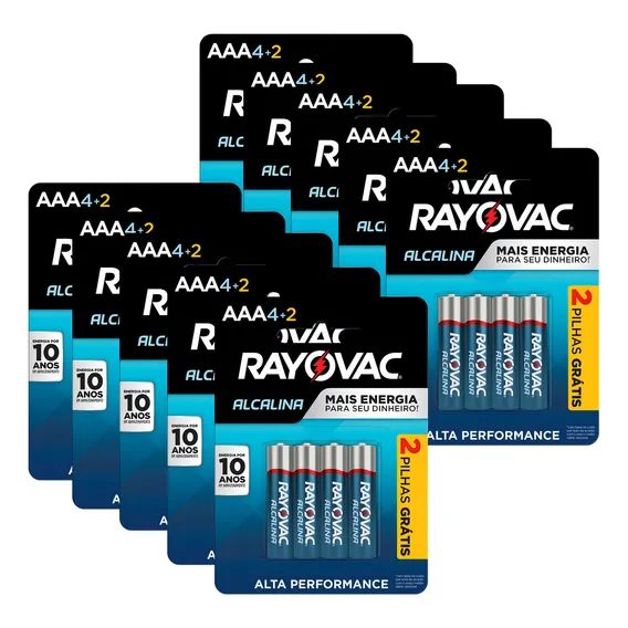 60 Pilhas Rayovac Aaa Alcalina 10 Cartelas Foto 1