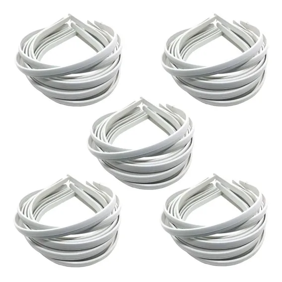 60 Tiara Arco Plástico Para Encapar Montagem 10mm Artesanato Cor Branco Foto 1