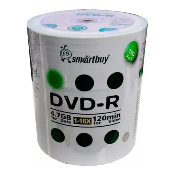 600 Dvd-r Smartbuy Logo Verde 4.7gb 120 Minutos 16x Foto 1
