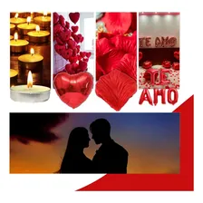 600 Pétalas + 20 Velas + 10 Balão Coração + Te Amo + Bomba Cor Vermelho Foto mini 1