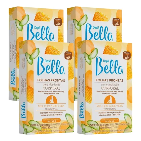 64 Folhas Prontas Depilação Corporal Depil Bella Mel 4cx Foto 1