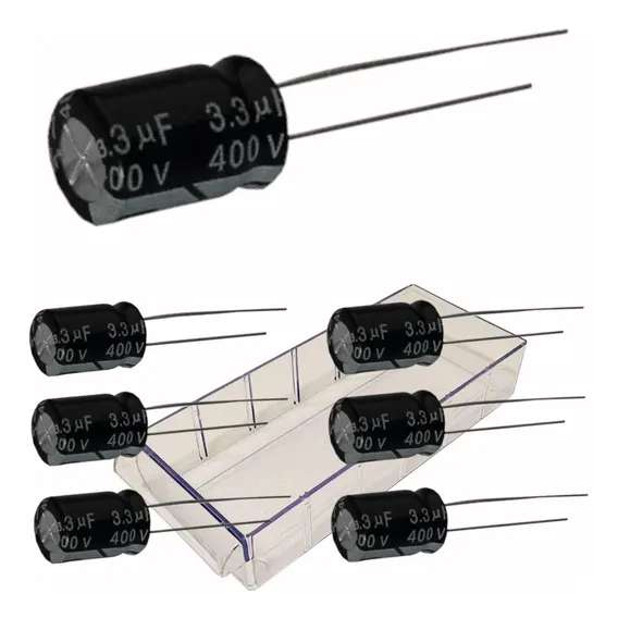 6x Capacitor Eletrolitico 3,3uf X 400v 3.3uf X 400v 105 Foto 1