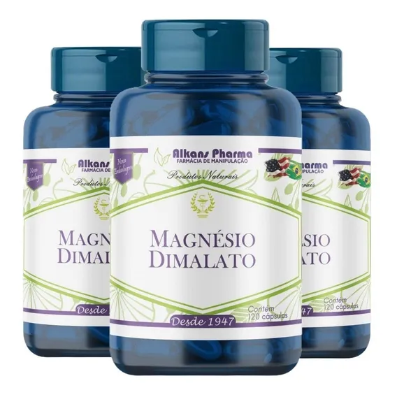6x Magnesio Dimalato Puro - 360 Caps /t Sabor Sem Sabor Foto 1