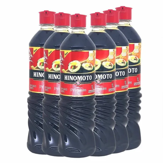 6x Molho De Soja Suave Premium 1 Litro Hinomoto Foto 1