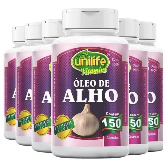 6x Óleo De Alho 150 Cáps Unilife - Fortalece Sistema Imune Foto 1