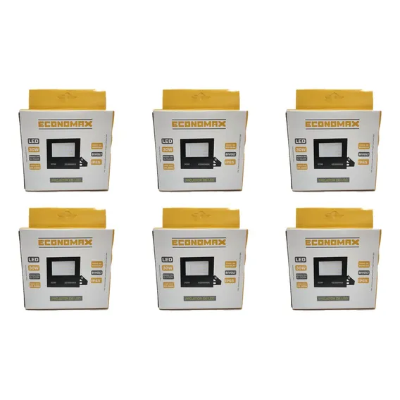 6x Refletor Economax 30w Luz Branco Frio 6500k Foto 1