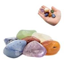 7 Pedras Dos Chakras Naturais Cristais Pequenas Kit Mistos Foto mini  2