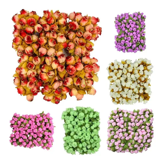 720 Mini Rosas Flores Rosinhas Artificiais Cetim 5 Pct Flor Foto 1