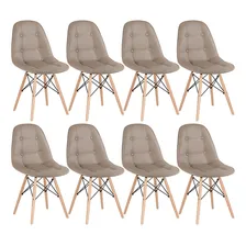 8 Cadeiras Charles Eames Estofada Botonê Cores Assento Nude Foto mini 1