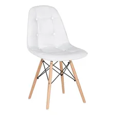 8 Cadeiras Charles Eames Estofada Botonê Cores Assento Branco Foto mini  2