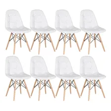 8 Cadeiras Charles Eames Estofada Botonê Cores Assento Branco Foto  mini 1