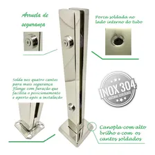 8 Coluna Torre Vidro 12mm Guarda Corpo 50cm Inox 304 Foto mini 4
