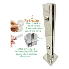 8 Coluna Torre Vidro 12mm Guarda Corpo 50cm Inox 304 Foto mini 2