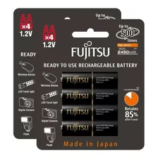 8 Pilhas Aa Recarregáveis 500x Fujitsu Eneloop Pro 2550mah Foto mini 1
