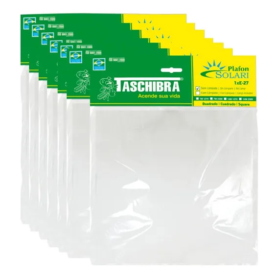 8 Plafon Solari Quadrado 28cm 60w Para 2 Lâmpadas Taschibra Estrutura Branco 110v/220v Foto 1