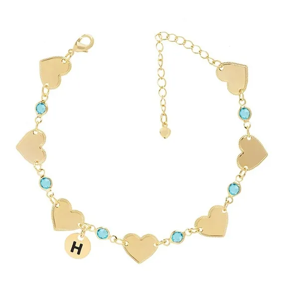 8 Pulseiras Madrinha Coração Pedra Azul Folheado A Ouro Comprimento 18 Cm Diâmetro 18 Cm Foto 1