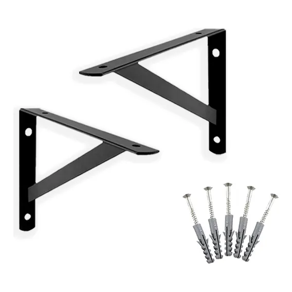 8 X Kit Suporte Cantoneira Mão Francesa 20cm Cor Preto Foto 1