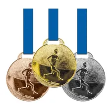 80 Medalhas 35mm Corrida - Ouro Prata Bronze - Aço Com Fita Foto  mini 1
