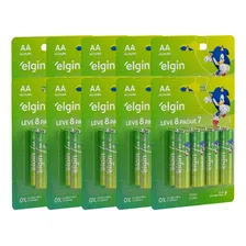 80 Pilhas Alcalina Aa Pequena 2a 1,5v Lr6 10 Blisters Elgin Foto mini 1