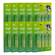 80 Pilhas Alcalina Aa Pequena 2a 1,5v Lr6 10 Blisters Elgin Foto mini 2