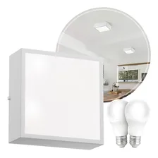 8x Plafon Lustre Sobrepor Quadrado + 16 Led E27 Mf209 Estrutura Branco Foto mini 1