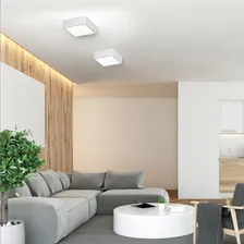8x Plafon Lustre Sobrepor Quadrado + 16 Led E27 Mf209 Estrutura Branco Foto mini 3