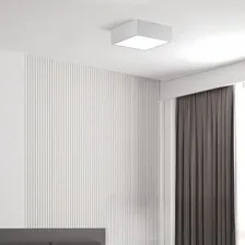 8x Plafon Lustre Sobrepor Quadrado + 16 Led E27 Mf209 Estrutura Branco Foto mini 4