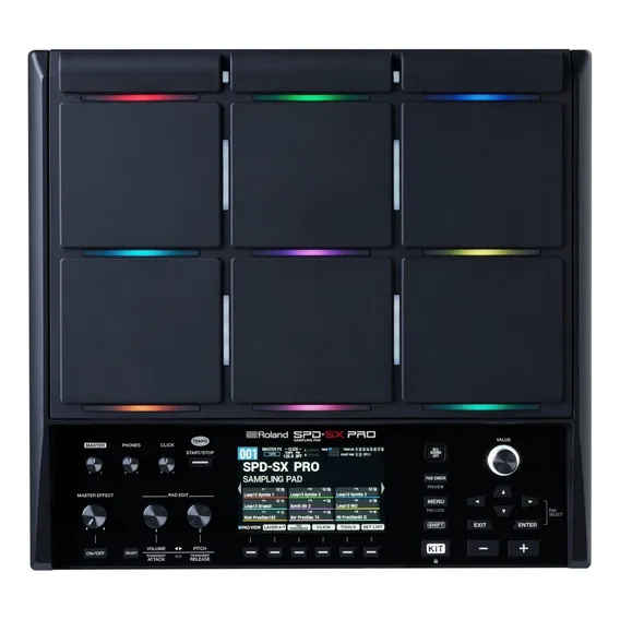 9 almofadas Octapad Roland Sampler Spd Sx Pro com LEDs de 32 GB, cor preta Foto 1