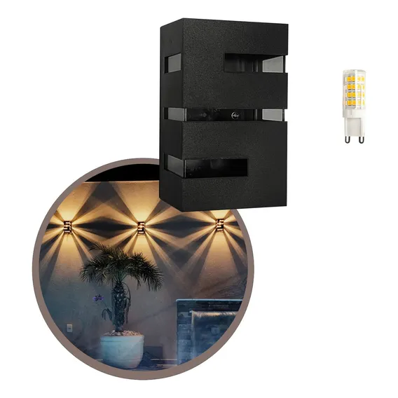 9 Arandelas Luminárias + 9 Lâmpadas Led 5w Branca Quente Estrutura Preto 110v/220v Foto 1