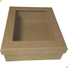 9 Caixas De Presente C/ Tampa De Vidro Mdf Natural Linda Foto mini 1