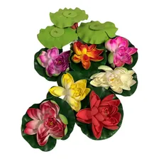 9 Flores De Lotus Artif. Flutuante Piscina 19cm Cores Foto mini 1