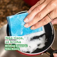 9 Un Esponja Antiaderente Não Risca Azul Esfrebom Lava Louça Foto mini 3
