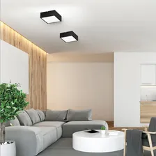 9x Plafon Lustre Sobrepor Quadrado + 18 Led E27 Mf209 Estrutura Preto Foto mini 3