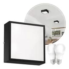 9x Plafon Lustre Sobrepor Quadrado + 18 Led E27 Mf209 Estrutura Preto Foto mini 1